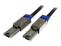 StarTech.com Câble Externe SAS (Serial Attached SCSI) 2 m - Mini SAS - SFF-8088 vers SFF-8088 - Câble externe SAS - Conformité TAA - SAS 6Gbit/s - 4 voies - 4 SAS mini multivoies blindés 26 broches (SFF-8088) (P) pour 4 SAS mini multivoies blindés 26 broches (SFF-8088) (P) - 2 m - verrouillé - noir ISAS88882