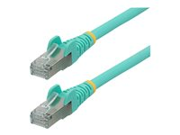 StarTech.com 5m CAT6a Ethernet Cable - Aqua - Low Smoke Zero Halogen (LSZH) - 10GbE 500MHz 100W PoE++ Snagless RJ-45 w/Strain Reliefs S/FTP Network Patch Cord - Cordon de raccordement - RJ-45 (M) pour RJ-45 (M) - 5 m - S/FTP - CAT 6a - IEEE 802.3bt - sans halogène, moulé, sans crochet, bloqué - turquoise NLAQ-5M-CAT6A-PATCH