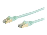 StarTech.com Cable reseau Ethernet RJ45 Cat6 de 5 m - Cordon de brassage blinde Cat 6 STP sans crochet - Fil Gigabit aqua (6ASPAT5MAQ) - Cordon de raccordement - RJ-45 (M) pour RJ-45 (M) - 5 m - STP - CAT 6a - moulé, sans crochet - turquoise 6ASPAT5MAQ